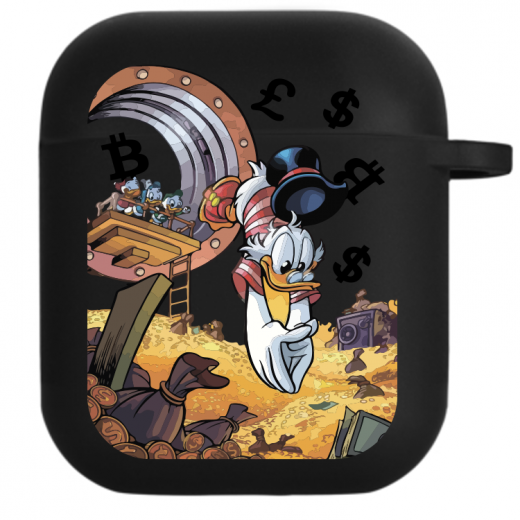 Силиконовый чехол Hustle Case Scrooge Black для AirPods 1 | 2