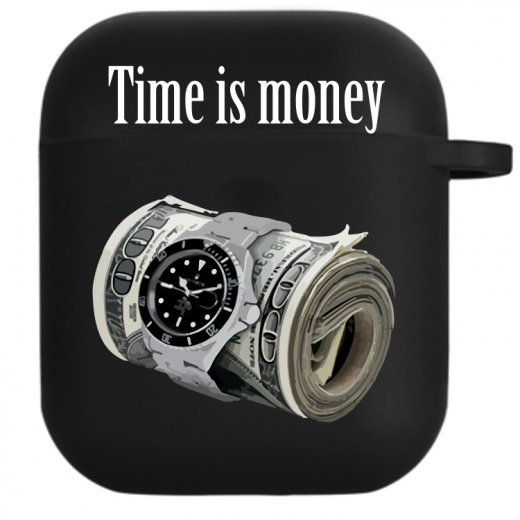 Силиконовый чехол Hustle Case Time is Money Black для AirPods 1 | 2