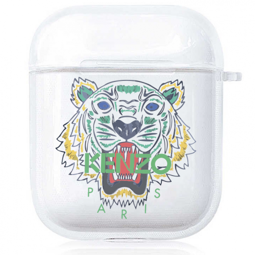 Прозрачный силиконовый чехол Hustle Case Kenzo Clear для AirPods 1 | 2