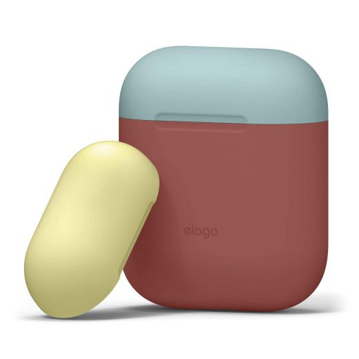 Чохол Elago Silicone Duo Case Italian Rose/Coral Blue/Yellow (EAPDO-IRO-CBLYE) для Airpods