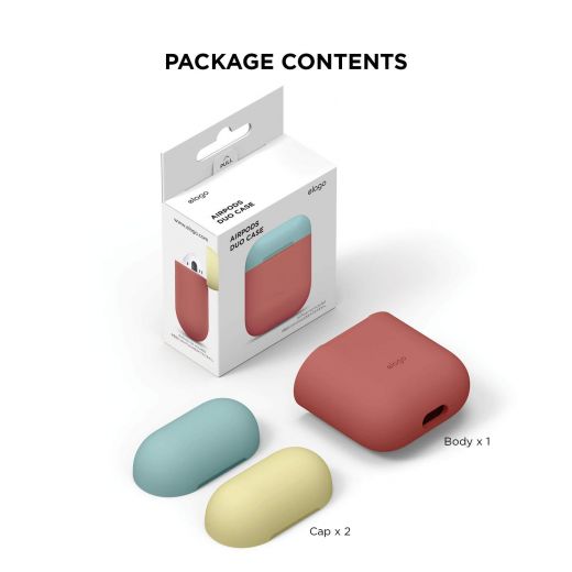 Чохол Elago Silicone Duo Case Italian Rose/Coral Blue/Yellow (EAPDO-IRO-CBLYE) для Airpods