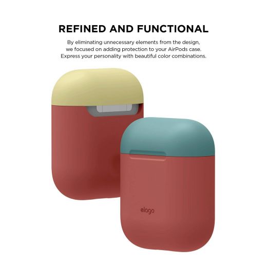 Чохол Elago Silicone Duo Case Italian Rose/Coral Blue/Yellow (EAPDO-IRO-CBLYE) для Airpods