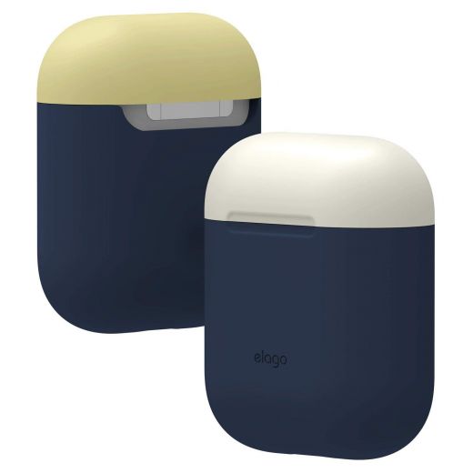 Чехол Elago Silicone Duo Case Jean Indigo/Classic White/Yellow (EAPDO-JIN-CWHYE) для Airpods