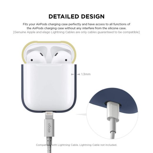 Чохол Elago Silicone Duo Case Jean Indigo/Classic White/Yellow (EAPDO-JIN-CWHYE) для Airpods