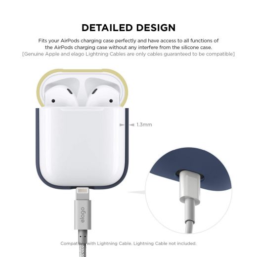 Чехол Elago Silicone Duo Case Jean Indigo/Classic White/Yellow (EAPDO-JIN-CWHYE) для Airpods