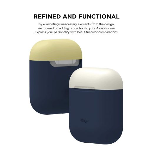 Чехол Elago Silicone Duo Case Jean Indigo/Classic White/Yellow (EAPDO-JIN-CWHYE) для Airpods