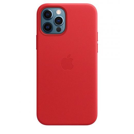 Оригинальный чехол Apple Leather Case with MagSafe (PRODUCT) Red для iPhone 12 | 12 Pro (MHKD3)