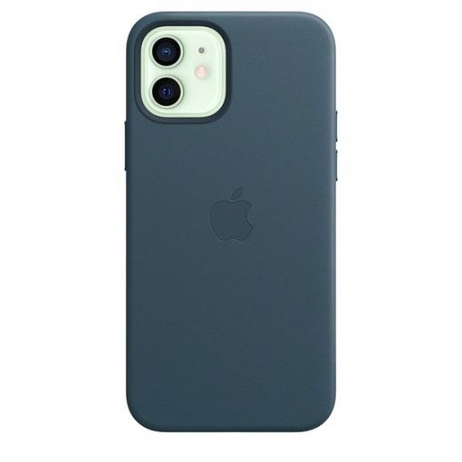 Оригинальный чехол Apple Leather Case with MagSafe Baltic Blue для iPhone 12 | 12 Pro (MHKE3)