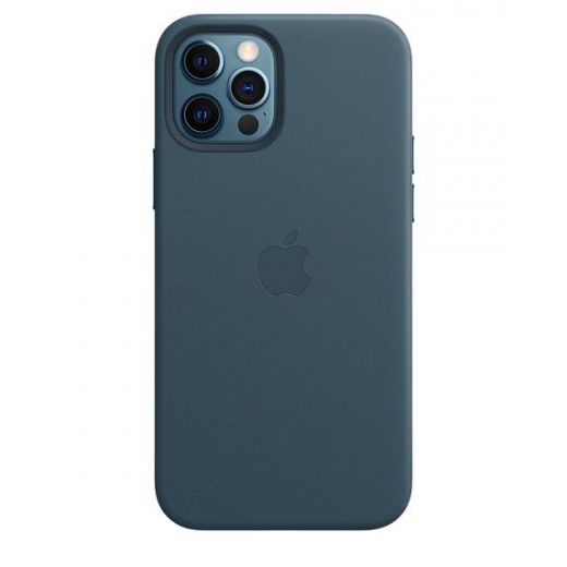 Оригинальный чехол Apple Leather Case with MagSafe Baltic Blue для iPhone 12 | 12 Pro (MHKE3)