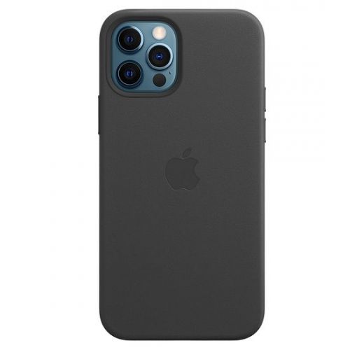 Оригинальный чехол Apple Leather Case with MagSafe Black для iPhone 12 | 12 Pro (MHKG3)