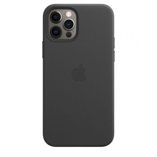 Оригинальный чехол Apple Leather Case with MagSafe Black для iPhone 12 | 12 Pro (MHKG3)