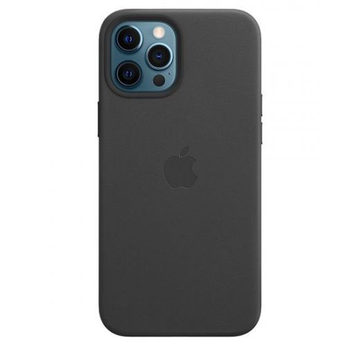 Оригинальный чехол Apple Leather Case with MagSafe Black для iPhone 12 Pro Max (MHKM3)