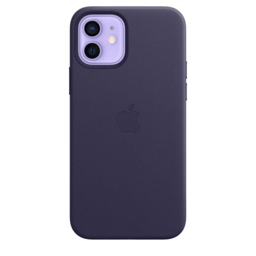 Оригинальный чехол Apple Leather Case with MagSafe Deep Violet для iPhone 12 | 12 Pro (MJYR3)