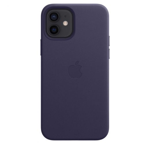 Оригинальный чехол Apple Leather Case with MagSafe Deep Violet для iPhone 12 | 12 Pro (MJYR3)