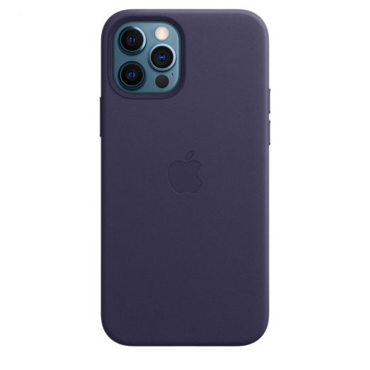 Оригинальный чехол Apple Leather Case with MagSafe Deep Violet для iPhone 12 | 12 Pro (MJYR3)