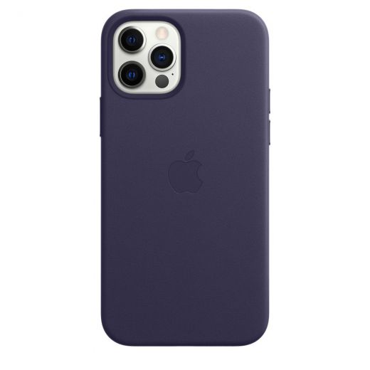 Оригинальный чехол Apple Leather Case with MagSafe Deep Violet для iPhone 12 | 12 Pro (MJYR3)