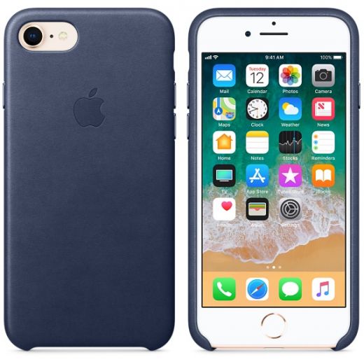 Чехол Apple Leather Case Midnight Blue (MQH82) для iPhone 8/7