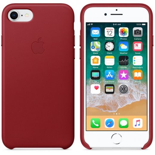 Чехол Apple Leather Case (PRODUCT) Red (MQHA2) для iPhone 8/7