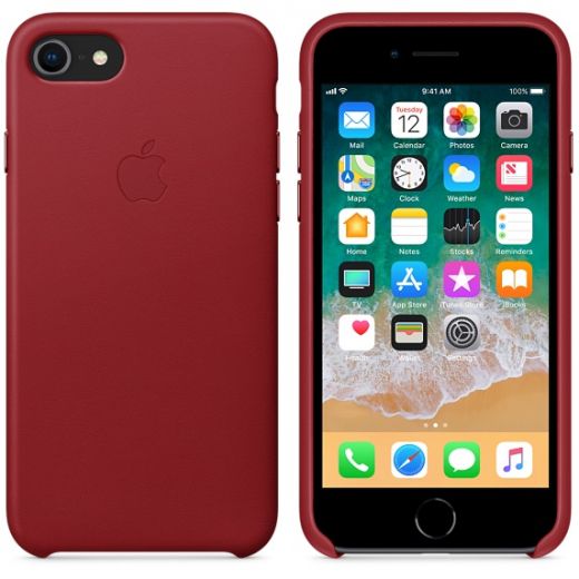 Чехол Apple Leather Case (PRODUCT) Red (MQHA2) для iPhone 8/7