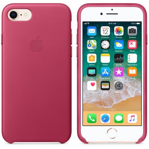 Чехол Apple Leather Case Pink Fuchsia (MQHG2) для iPhone 8/7