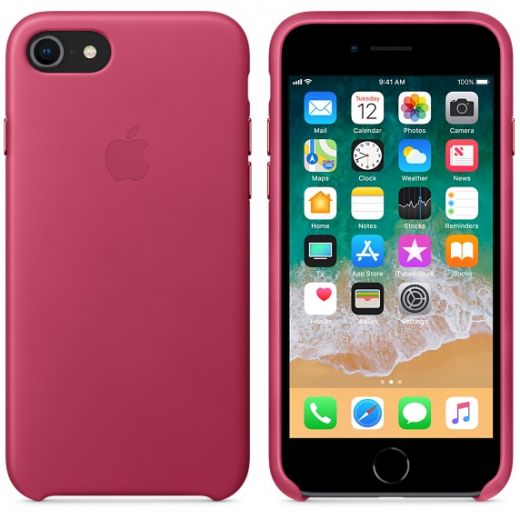 Чехол Apple Leather Case Pink Fuchsia (MQHG2) для iPhone 8/7