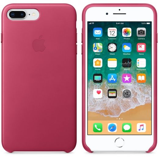 Чехол Apple Leather Case Pink Fuchsia (MQHT2) для iPhone 8 Plus / 7 Plus