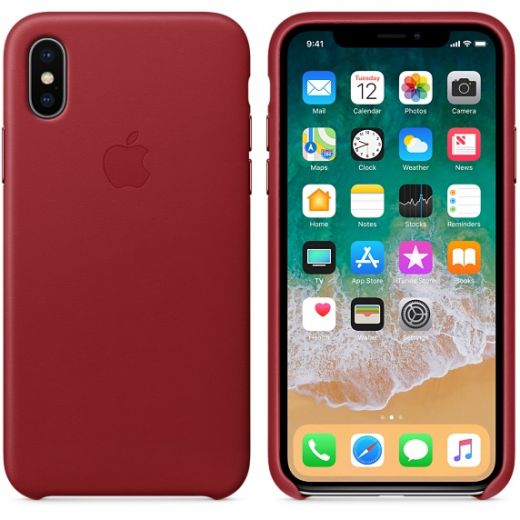 Чехол Apple Leather Case (PRODUCT) Red (MQTE2) для iPhone X