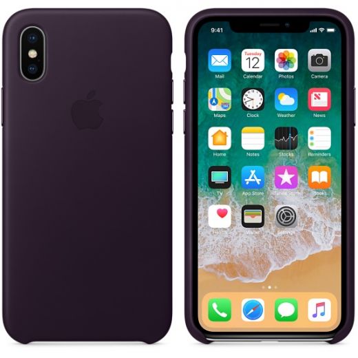 Чехол Apple Leather Case Dark Aubergine (MQTG2) для iPhone X