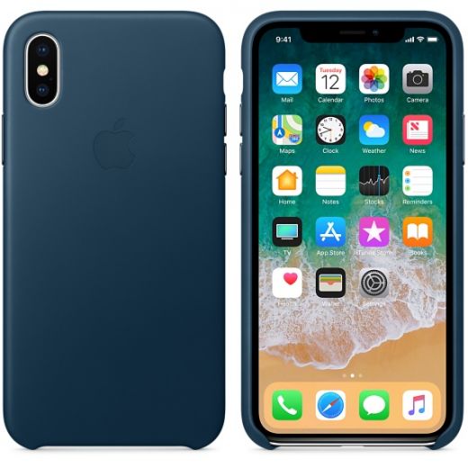 Чехол Apple Leather Case Cosmos Blue (MQTH2) для iPhone X