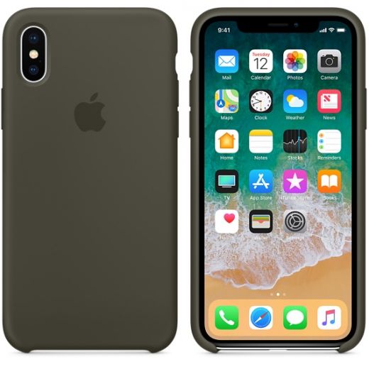 Чехол Apple Silicone Case Dark Olive (MR522) для iPhone X