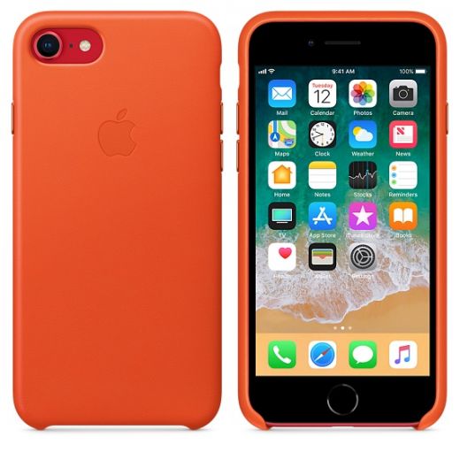Чохол Apple Leather Case Bright Orange (MRG82) для iPhone 8/7