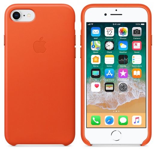 Чехол Apple Leather Case Bright Orange (MRG82) для iPhone 8/7