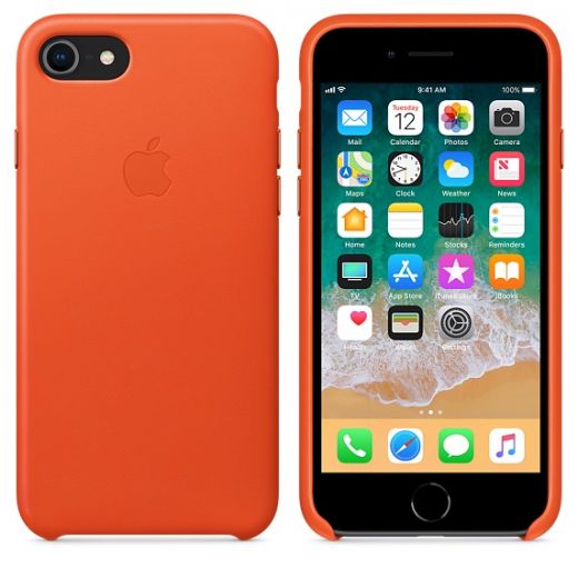 Чехол Apple Leather Case Bright Orange (MRG82) для iPhone 8/7