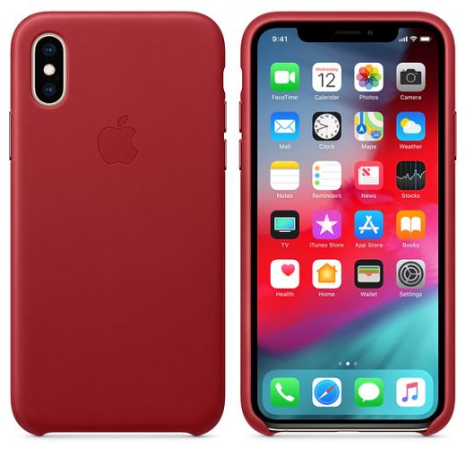 Чехол Apple Leather Case (PRODUCT) Red (MRWK2) для iPhone XS