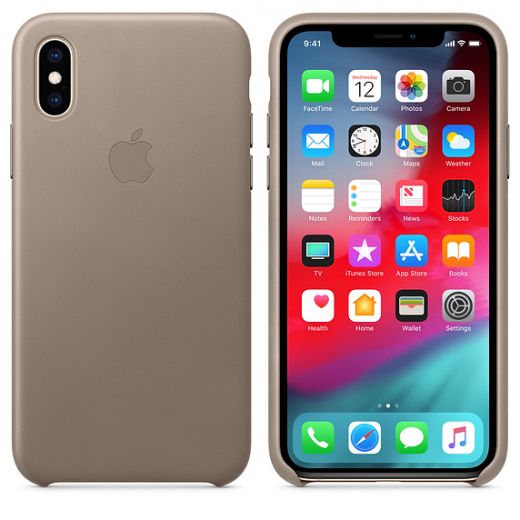Чохол Apple Leather Case Taupe (MRWL2) для iPhone XS
