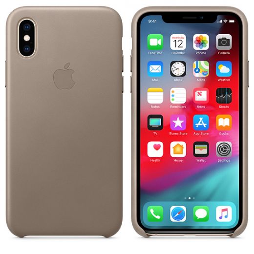 Чехол Apple Leather Case Taupe (MRWL2) для iPhone XS