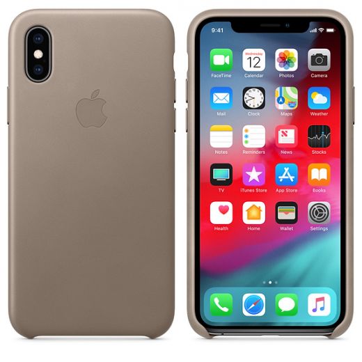 Чехол Apple Leather Case Taupe (MRWL2) для iPhone XS