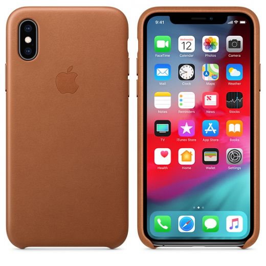 Чехол Apple Leather Case Saddle Brown (MRWP2) для iPhone XS