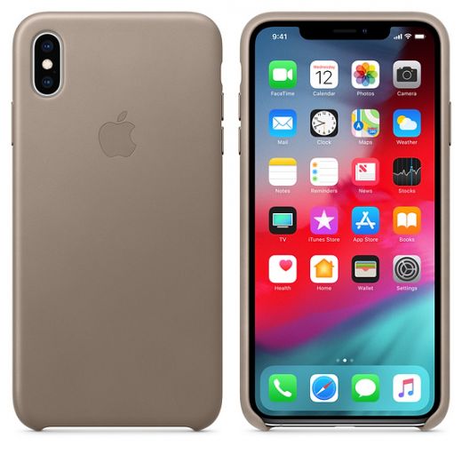 Чехол Apple Leather Case Taupe (MRWR2) для iPhone XS Max