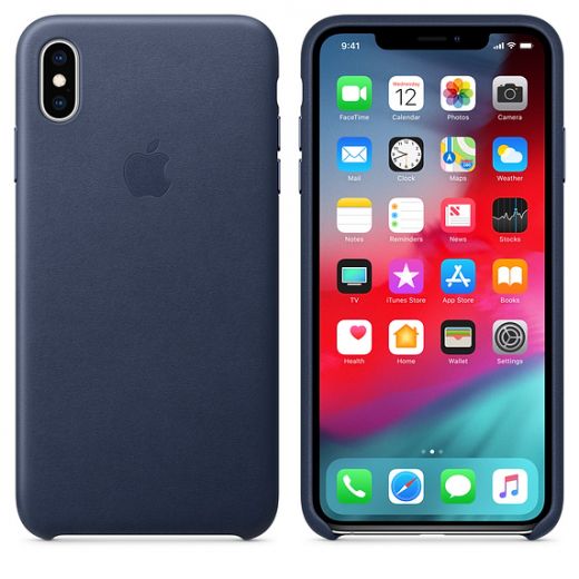 Чехол Apple Leather Case Midnight Blue (MRWU2) для iPhone XS Max