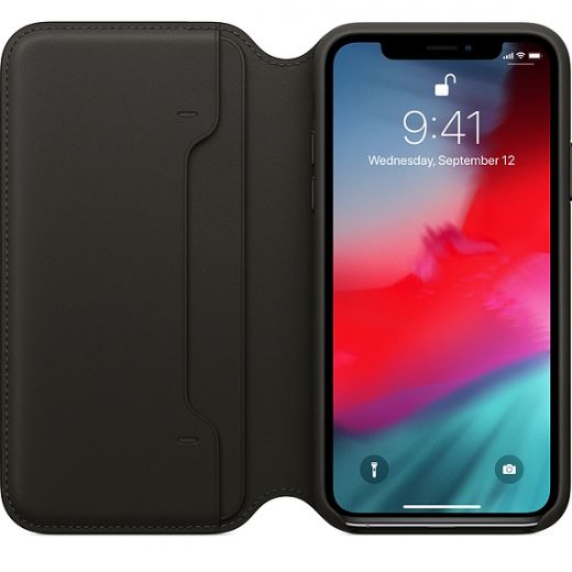 Чехол Apple Leather Folio Black (MRWW2) для iPhone XS