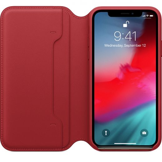 Чехол Apple Leather Folio (PRODUCT) Red (MRWX2) для iPhone XS