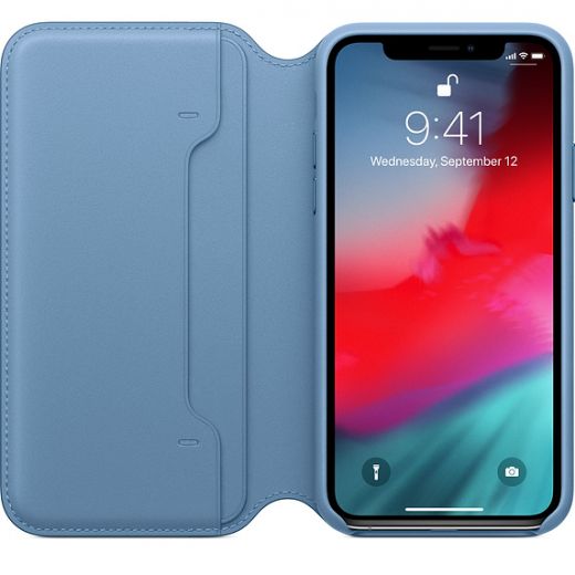 Чехол Apple Leather Folio Cape Cod Blue (MRX02) для iPhone XS