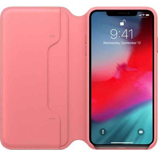 Чехол Apple Leather Folio Peony Pink (MRX62) для iPhone XS Max