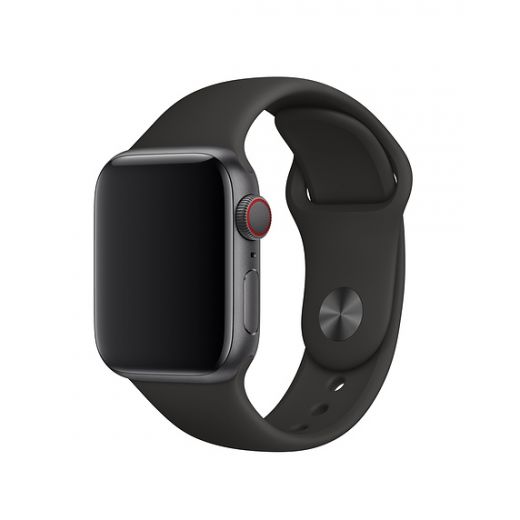 Силиконовый ремешок Apple Watch Sport Band Black 42mm | 41mm | 40mm | 38mm (MTP62)