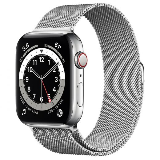 Apple Watch Series 6 (GPS + Cellular) 44mm Silver Stainless Steel Case with Milanese Loop (M07M3)