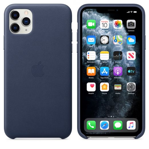 Чохол Apple Leather Case Midnight Blue (MX0G2) для iPhone 11 Pro Max