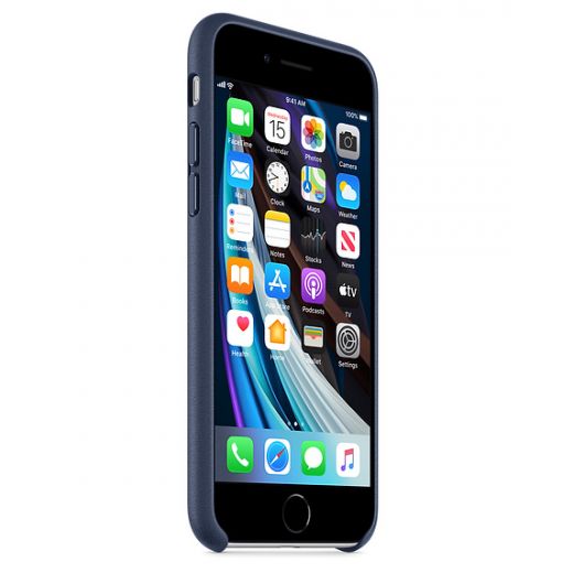 Чехол Apple Leather Case Midnight Blue (MXYN2) для iPhone SE (2020)