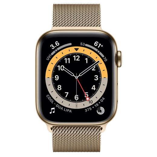 Apple Watch Series 6 (GPS + Cellular) 44mm Gold Stainless Steel Case with Milanese Loop (M07P3)