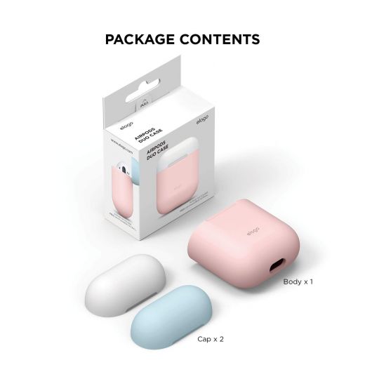 Чехол Elago Silicone Duo Case Pink/White/Pastel Blue (EAPDO-PK-WHPBL) для Airpods